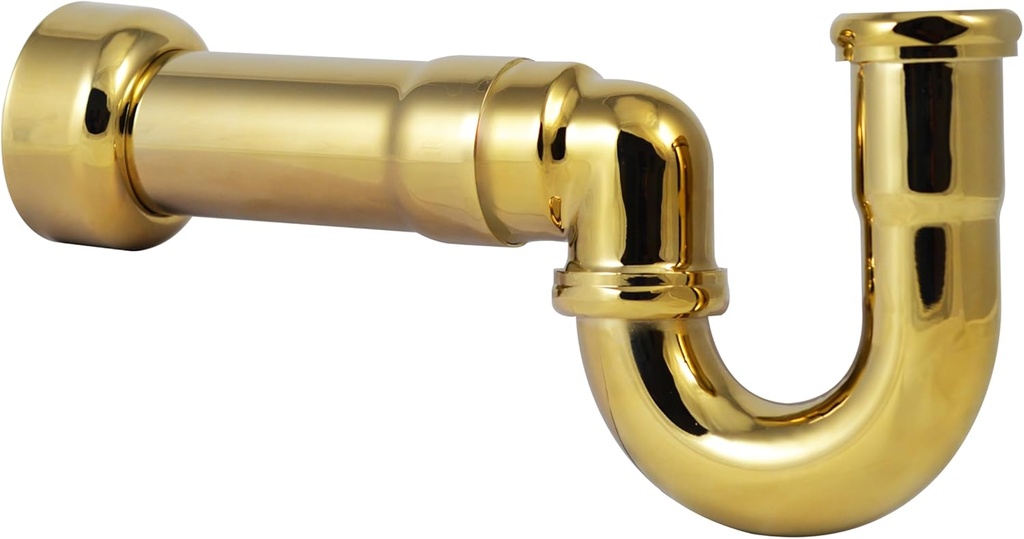 Westbrass D402NE-1-01 1-1/2" New England Style P-Trap with High Box Flange, Polished Brass