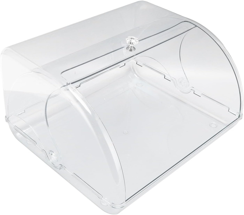 Transparent Bread Box with Roll Up Lid, Flip Top Tea Cup Storage Box, Clear Countertop Storage Bin Container Bottle Organizer Holder for Home Dining Table Kitchen Cabinet