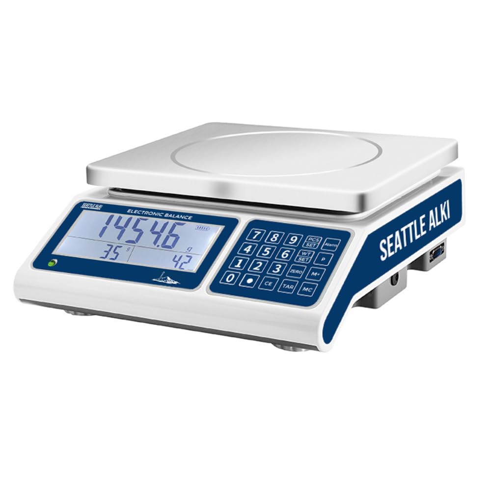 Seattle Alki Scientific Counting Scale | 30 kg x 0.5 g | Industrial Counting Scale for Small Parts | USA Company | Units: g, lbs, oz, kg (30 kg x 0.5 g)