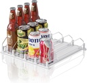 Drink Organizer for Mini Fridge,12oz 16oz 20oz - Soda Can Dispenser for Refrigerator,Width Adjustable,Automatic Pusher Glide (White (Mini 12.2"D), 12.2"D 4ROW, Holds 16 Cans)
