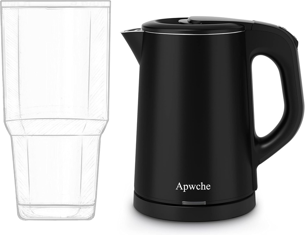 Portable Electric Kettle, 27oz/0.8L Stainless Steel Travel Kettle with Auto Shut-Off (Black)