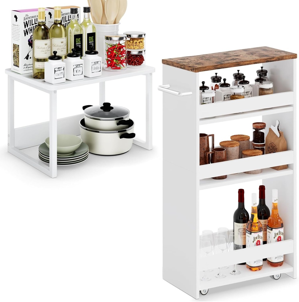 MARTY 17.3x12.6 Kitchen Countertop Organizer Cabinet Shelf, Large Spice Racks Counter Shelf Microwave Oven Rack