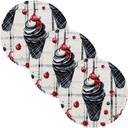 3 Pcs Extra Large Trivet for Hot Pots and Pans 15in Cotton Thread Weave Pan Pad for Crock Pot Farmhouse Kitchen Decor Black Ice Cream Buffalo Plaid Snowflakes Christmas