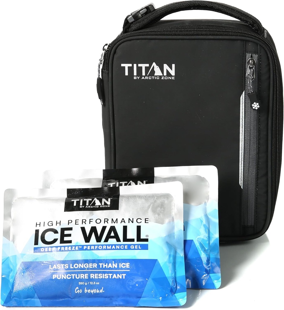 Titan Fridge Cold Upright Lunch Box With 2 250g Ice Walls®, Black Ice