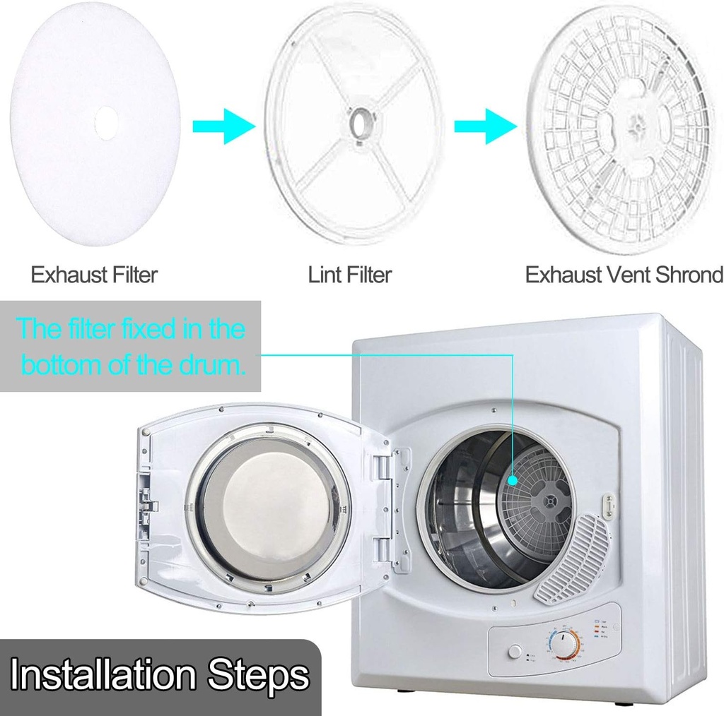 10 PCS Dryer Exhaust Filter for Panda Dryer Filter-365 days QA-Universal Lint Filter Cloth Dryer Replacement Include 8 Exhaust Filters & 2 Air Intake Filters fit for Magic Chef/Son ya-BY AMI PARTS