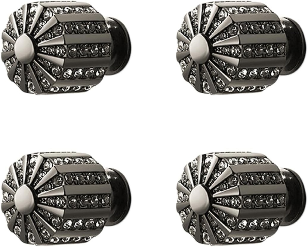 WXJFHTD 4Pack Rhinestone Knob Modern and Stylish Knobs Bling Drawer Pulls Suitable for cabinets, Dresser Drawers (Black Cylindrical)
