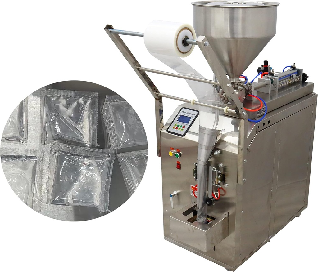 Automatic Liquid Paste Filling Packaging Sealing Machine for Vinegar Sauce Stainless Steel Three Sides Sealing 3inch Wide