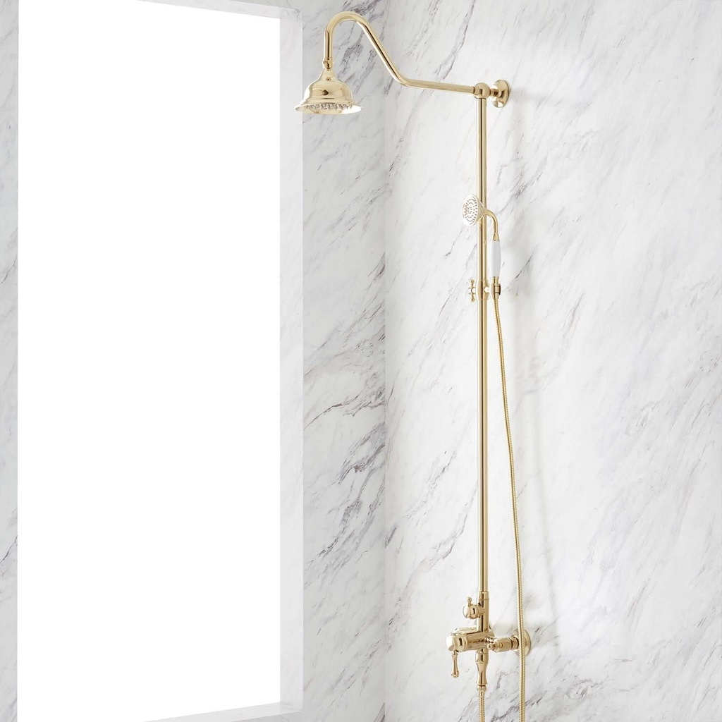 Signature Hardware 424432 Alliston Pressure Balanced Shower System with Shower Head, Hand Shower - Rough In Included - Polished Brass