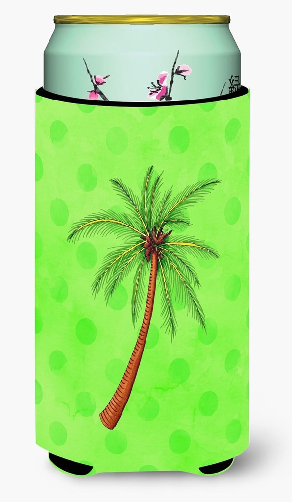 Caroline's Treasures BB8165TBC Palm Tree Green Polkadot Tall Boy Hugger, Green Can Cooler Sleeve Hugger Machine Washable Drink Sleeve Hugger Collapsible Insulator Beverage Insulated Holder