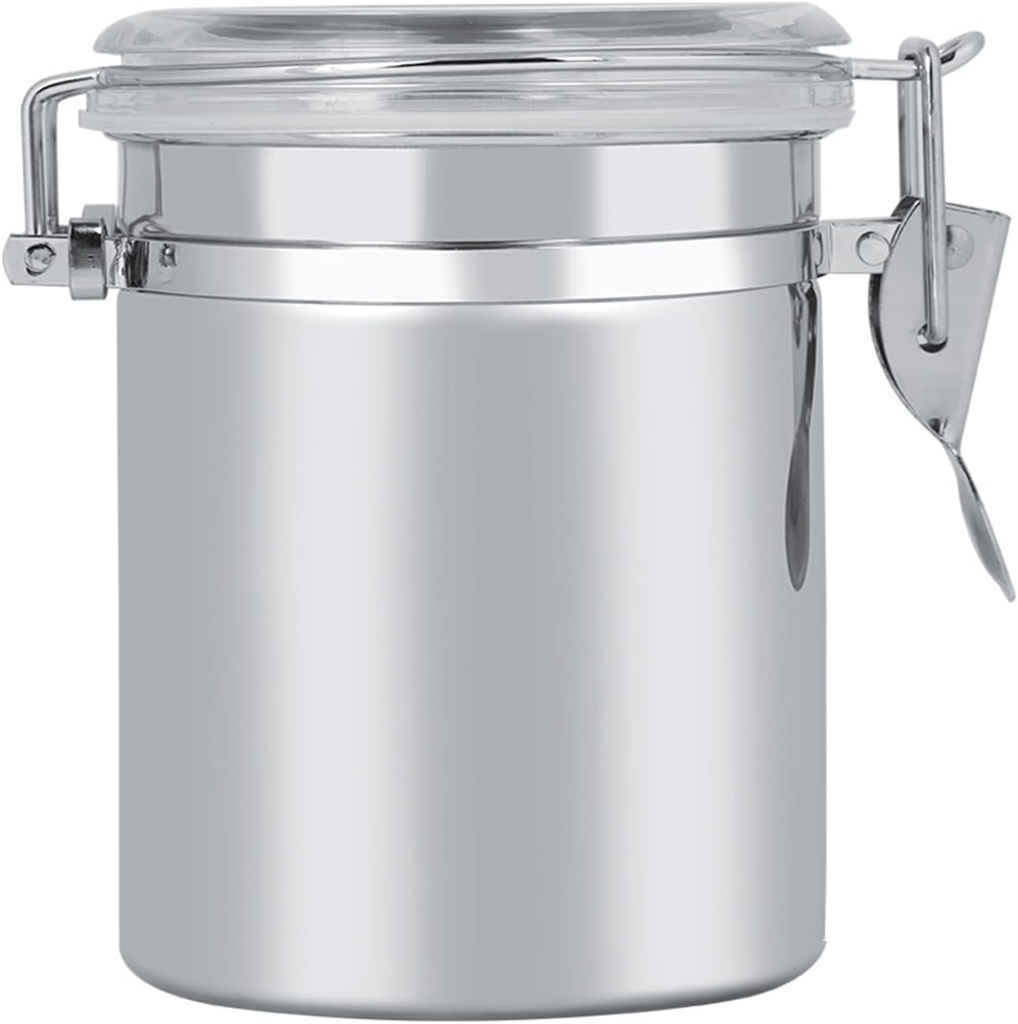Estink Food Storage Jar, Stainless Steel Coffee Canister Food Storage Jar Tea Sugar Milk Powder Container for Kitchen Counter Tea Sugar Coffee Flour Cookie Storage, Silver(A 10 * 11cm)