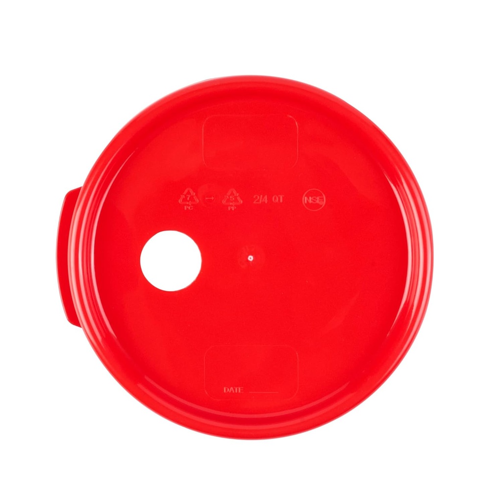 Restaurantware-Met Lux 7.25 x 7.25 Inch Plastic Lid, 1 Disposable Flat Lids - Fits 4-qt Food Storage Container, Color-Coded, Red Plastic Lid, For Storing Soups And Sauces