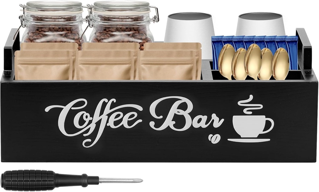 Coffee Station Organizer, Coffee Bar Accessories Organizer, Coffee and Tea Condiment Organizer,Space Saving Coffee Pod Holder for Counter Top,Easy to Maintain Coffee Bar Accessories Organizer