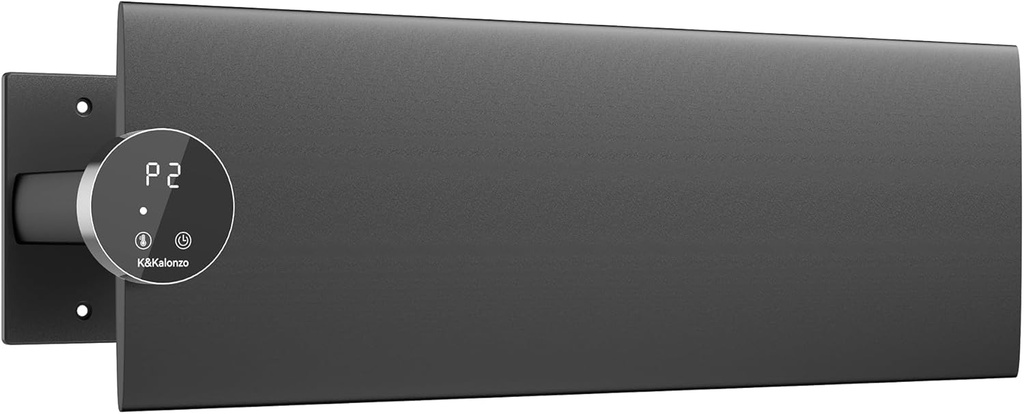 K&KALONZO Electric Towel Warmer, 18.8" W x 4.8" H Wall-Mounted Towel Heater with Built-in Timer, Waterproof Aluminum Towel Warmer for Bathroom, Support Plug-in and Hardwired, Black, K1-L-B