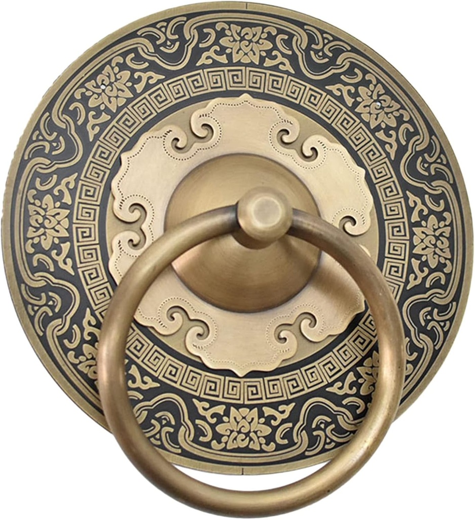 Antique Bronzed Front Door Knocker, Chinese Traditional Copper Furniture Hardware Door Pull Handle for Cabinets Wardrobes Cupboards (Size : 11cm/4.3in)