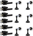 Probrico Black Square Privacy Interior Door Levers and Black Magnetic Door Stoppers for Bottom of Door