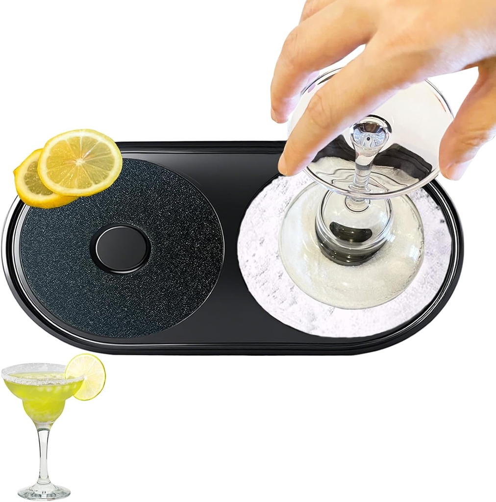Bar Glass Rimmer – All-in-One Margarita Salt Rimmer Set for Cocktails, Salt and Sugar Rimmer Tray for Drinks – Drink Rimmer, Glass Rimmer for Margarita Rim, Cocktail Rimmer for Bar Tool