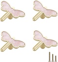 4-Piece Pink Dragonfly Drawer Handle, Cabinet Door Closet knob pulls, Cute Simple and Elegant Decoration Girl's Dressing Table Knobs Boy's Handles for Children's Room Kid's Room (4Pcs, Pink)