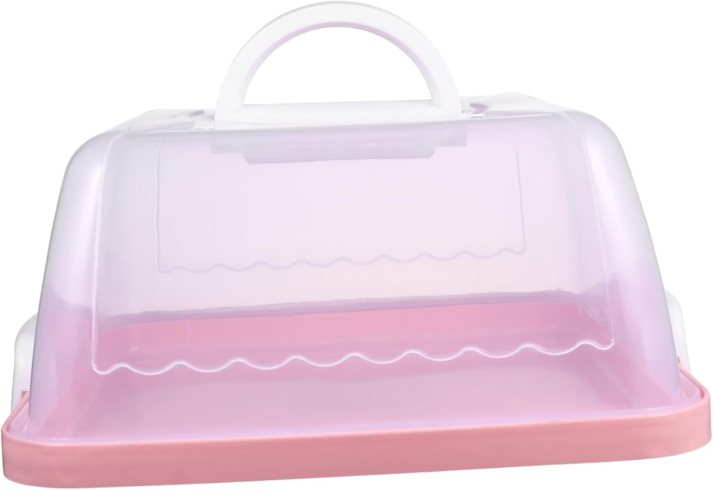 Thickened Square Cake Storage Box with Handle Transparent Portable Plastic Cake Packaging Container for Birthday Muffin and Dessert Reusable