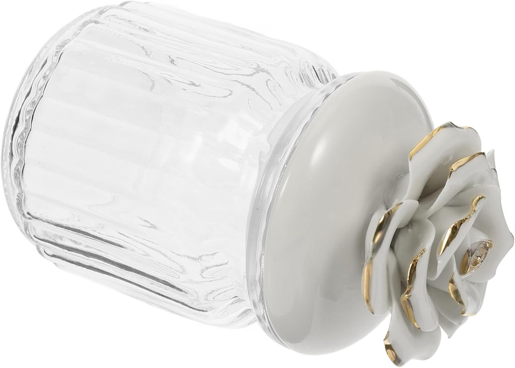 IMIKEYA Ceramic Gold Trimmed Sealing Jar Glass Candy Storage Canister with Lid Kitchen Food Organizer for Sugar Tea and Cookies Airtight Container for Countertop Use