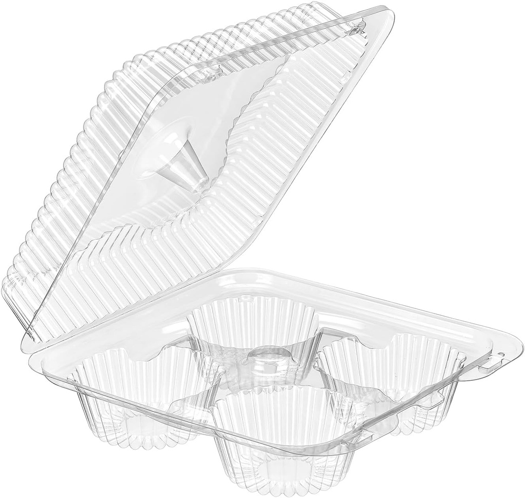 Inline Plastics IP SLP74 One-Piece Container with 4 Large-Muffin Compartments - Pack of 10