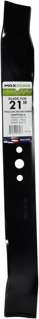MaxPower 331737B Mulching Blade for Many 21 in. Cut Craftsman, Husqvarna, Poulan Mowers, Replaces OEM no. 165833, 175052, 406712, 532175064, 594893001, 175064