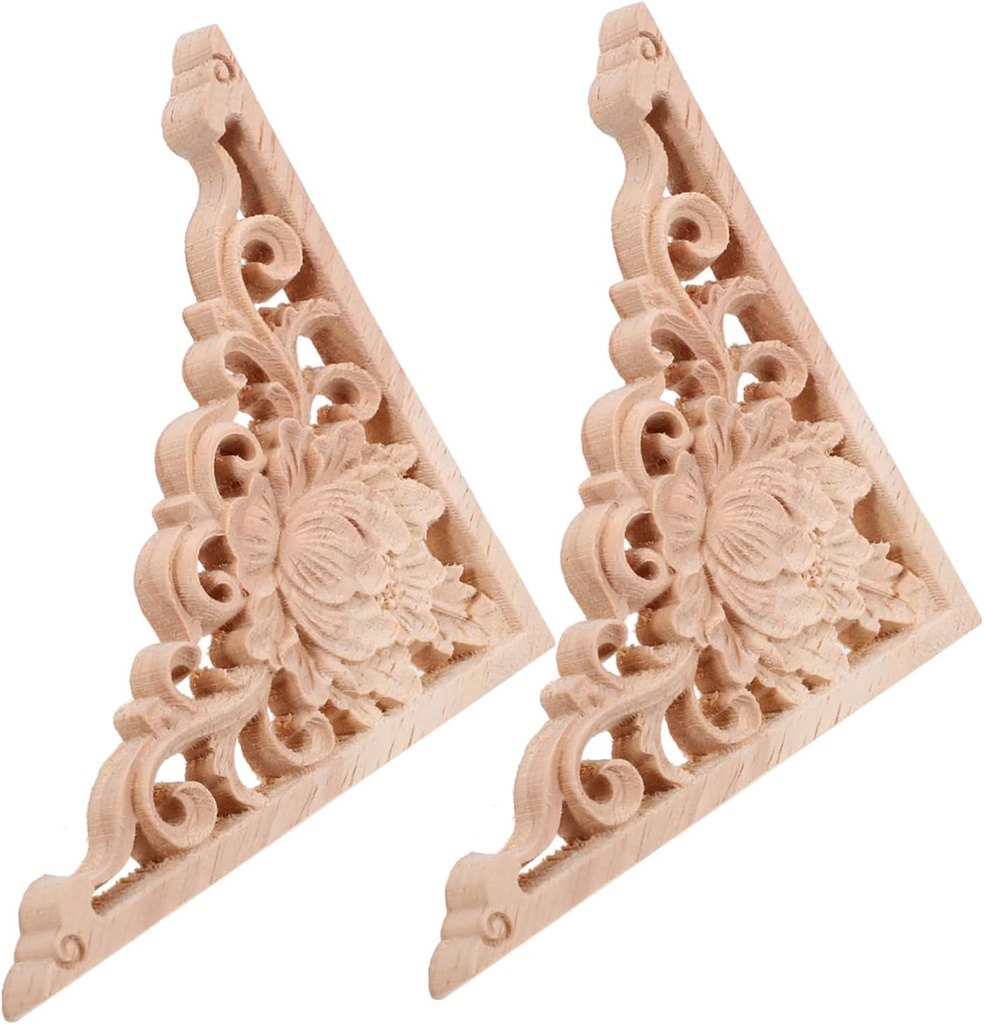 Veemoon Wood Carving Applique Door Cabinet Wardrobe Dresser Unpainted Onlay European Style Decor for Wooden Furniture