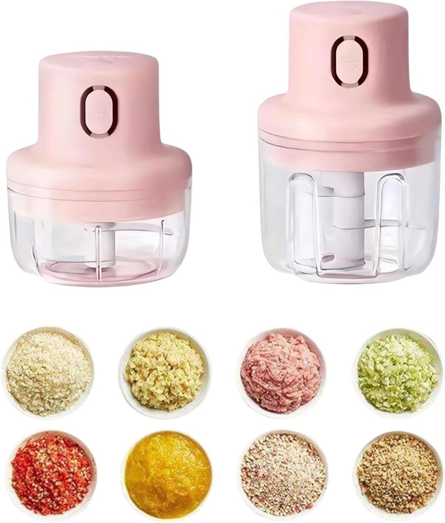 Wireless Food Chopper,Garlic Chopper,Electric Meat Grinder,Portable Mini Food Processor,USB Rechargeable Mini Veggie Chopper Mincer,Cordless Onion Chopper for Chili,Spice,Meat (S+L)