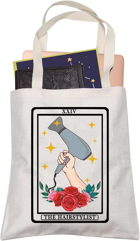 LEVLO Hair Stylist Gift XXIV The Hairstylist Shopping Bag Tarot Barbershop Reusable Book Tote Bag for Women BFF