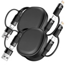 Multi Charging Cable, 2Pack 5 in 1 Retractable Lightning Charger Cable 60W USB C to USB C Fast Charging,Multiple USBC Cord Multi Car Charger for iPhone 17/16/15/14 Pro Max,iPad,Samsung S25 S24,Tablets
