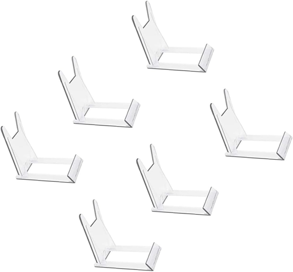 6Pcs Transparent Display Holders Plate Stands for Decorative Plates Photo Frames and Collectibles and Stable Racks for Home and