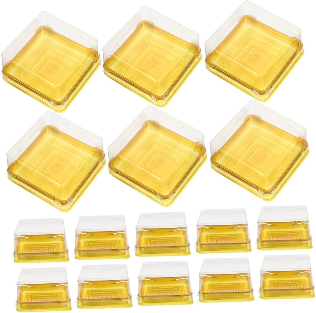 Ciieeo 50pcs Dessert Packaging Boxes Transparent Lid Cupcake Containers for Egg Yolk Pastries Cookies Food Grade Polypropylene Storage Boxes