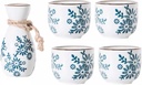 5 Piece Traditional Hand Painted Wine Glasses Sake Set Ceramic Sake Set Sake Cup Set Ceramic Cups Crafts