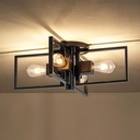 Industrial Ceiling Light Black 4 Light Semi Flush Mount Lights Wood Sputnik Light Fixture 24" Farmhouse Ceiling Light for Kitchen Bedroom Bathroom Foyer Hallway(E26