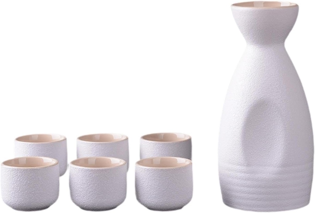 Ceramic Sake Set, Cups,Vintage Japanese Gifts Set,Porcelain Pottery Drinkware for Office,Cabinet,Home,Tea Party Kitchen, Round Sake Pot
