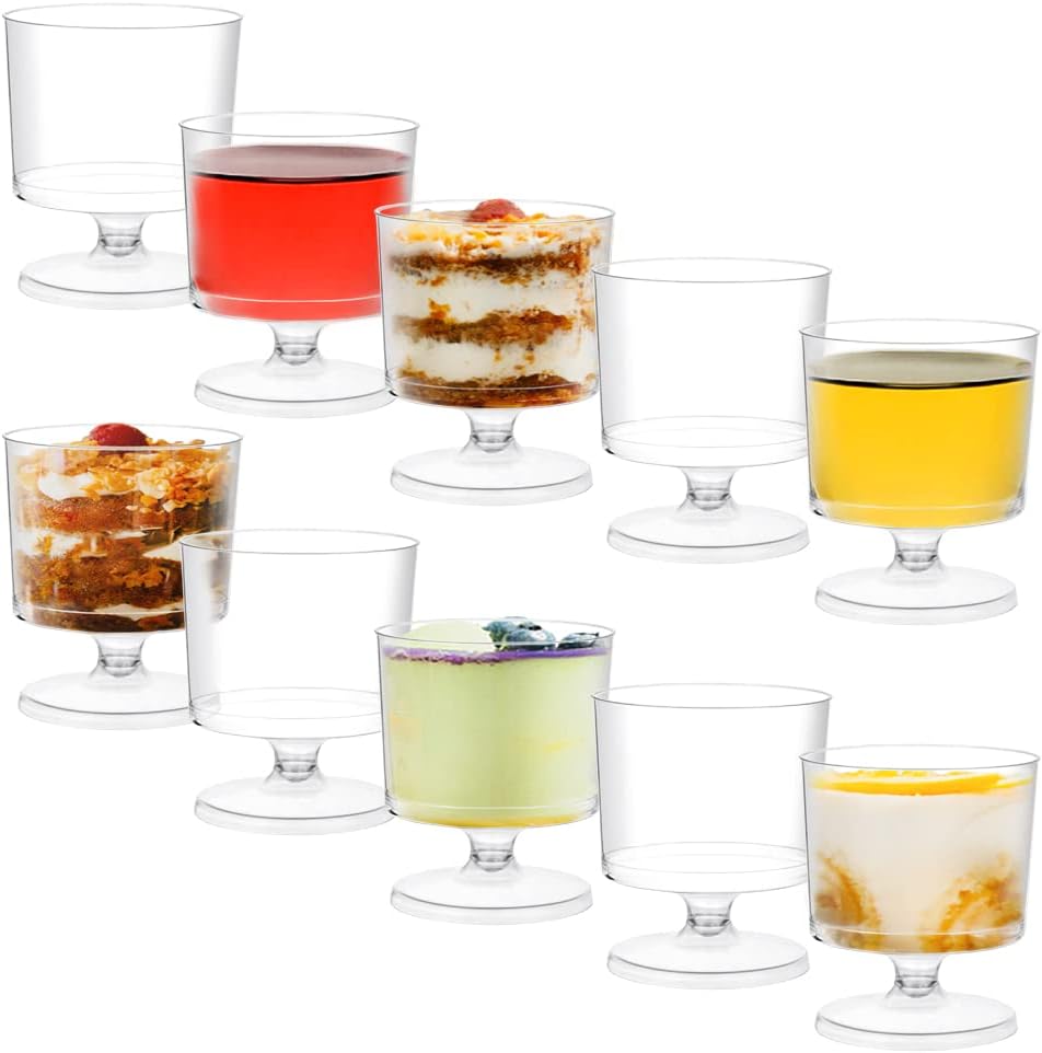 Lakesstory 2 oz Wine Plastic Glassess Pack of 10 Small Wine Sampler Glasses Plastic Wine Glasses 2oz Tasting Drinking Glasses Recyclable Tumbler Mini Dessert Cups Appetizer Cups Degustation