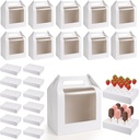 12Pcs Portable Cake Pop Holder Boxes, White Candy Boxes with Clear Window Cakes Pop Boxes Packaging Gift Cakes Pop Stand for Lollipops, Candy Pops, Wedding Birthday Baby Shower Party