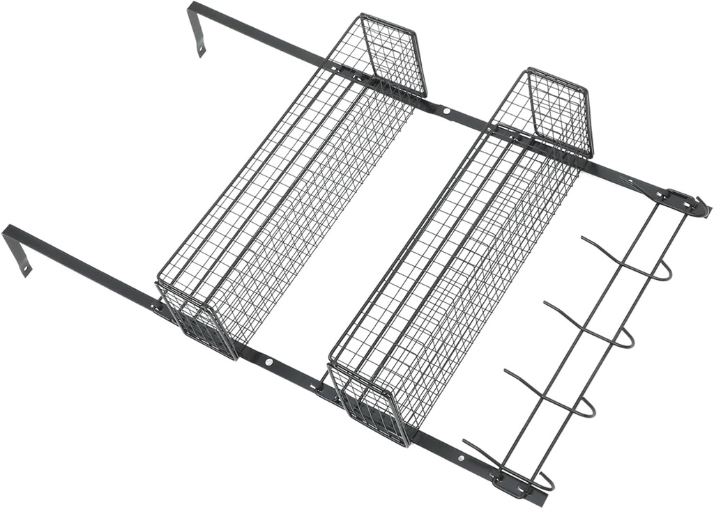 Wall-mounted Storage Basket for Kitchen and Bathroom Wire Organizer with Hooks Non-punching Design Space-saving for Sundries and Clutter Spaces