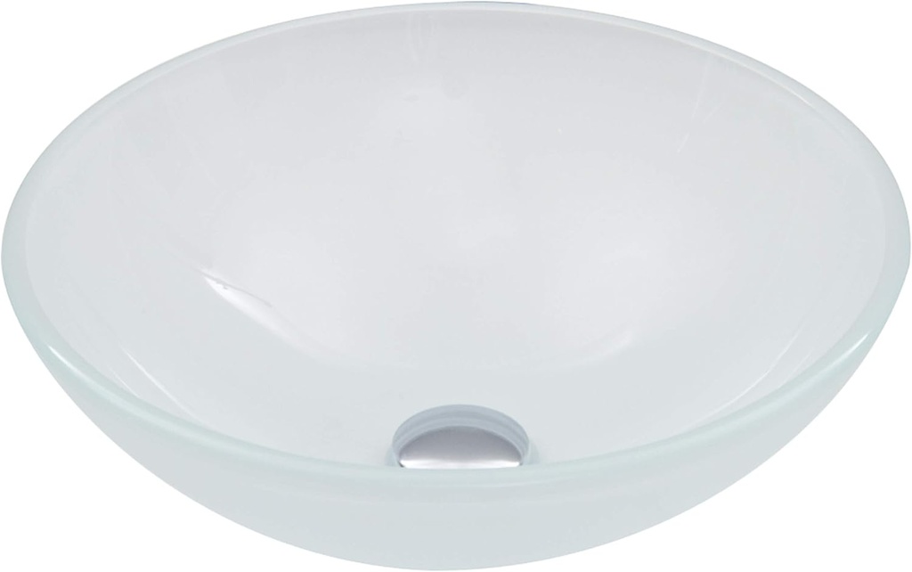 VIGO Round Glass Vessel Bathroom Sink White Frost N/A, Matte, Textured