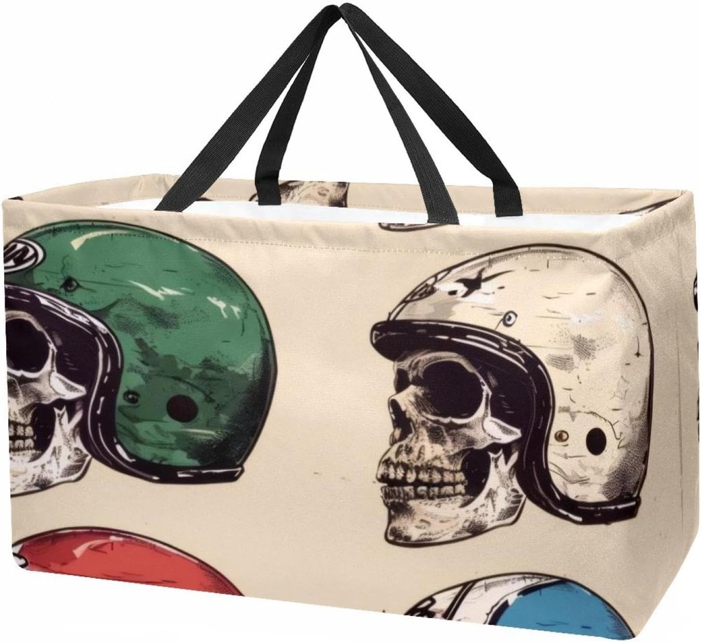 Reusable Grocery Bags for Women Large Vintage Cool skulls Shopping Tote Bag for Beach Groceries Picnic