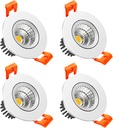 LightingWill 2inch LED Dimmable Downlight, 3W COB Recessed Ceiling Light, Warm White 3000K-3500K, CRI80, 25W 220LM Halogen Bulbs Equivalent, White (4 Pack)
