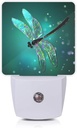 Dragonfly Night Light,Fantasy Green Dragonfly Plug-in Night Lights with Dusk-to-Dawn Sensor for Bedroom, Bathroom and Living Room Sleep Friendly lamp for Women/Girls/Boys Gift,0.5W