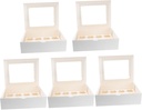 5pcs White Windowed Cupcake Box Cavity Muffin Container for Parties Gatherings Picnics Design for Easy Storage Packaging