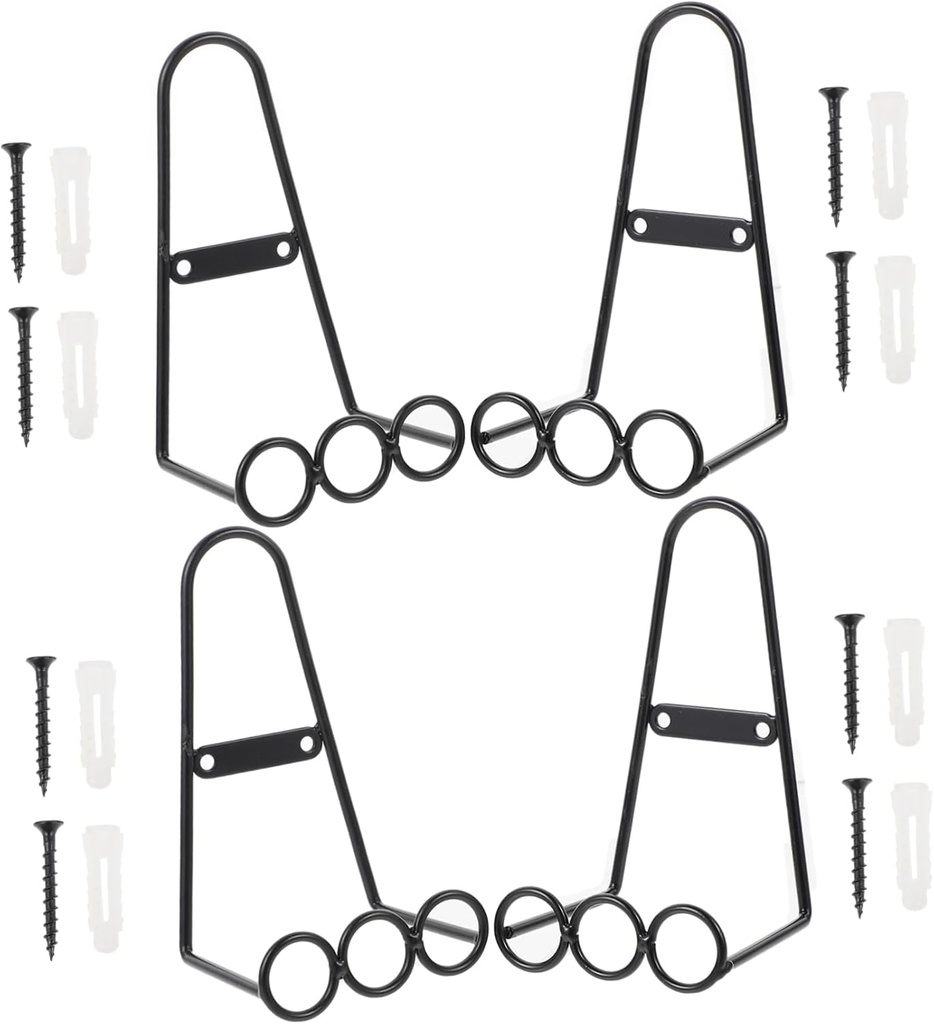 OUNONA 4pcs Iron Plate Stand Display Rack Decorative Dish Holder for Wall Mount Black Iron Display Easels for Plates and Photos for Home Decor