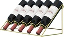 Gold Countertop Wine Rack - 5 Bottle Wine Holder for Beverages/Liquor Bottles Storage - Freestanding Metal Wine Rack - Small Tabletop Wine Rack for Bar, Home, Wine Cellar, Kitchen