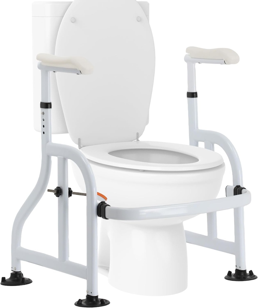 Toilet Safety Rails with Adjustable Handrails, 350 Lbs Weight Capacity Metal Toilet Rails, Toilet Safety Frame for The Elderly, Pregnant Woman, Patient