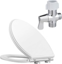 Hibbent Premium Elongated Toilet Seat with Bidet T Adapter with Shut off Valve(7/8” x 7/8” x G1/2 or 3/8")