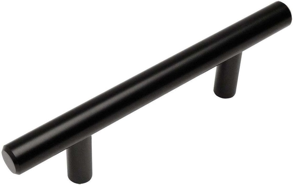 Cosmas 10 Pack 305-96FB Flat Black Cabinet Hardware Euro Style Bar Handle Pull, 3-3/4" Inch (96mm) Hole Centers, 6-1/8" Overall Length