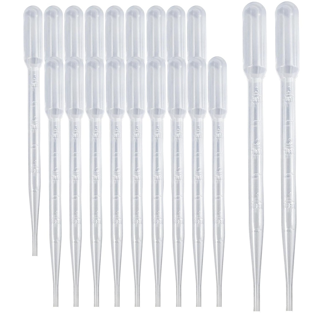 20 PCS 3ml Dropper Pipettes - Disposable Pipettes Dropper for Accurate Liquid Transfer, Perfect for Essential Oils, Resin, Crafts, Labs, Kids Activities - Plastic Pipette, Droppers