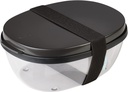 Mepal – Salad Box Ellipse – Salad Lunch Box With Several Compartments - Bento Box for Salads On The Go - Healthy Lunch & Lifestyle - 1300 ml + 600 ml - Nordic black