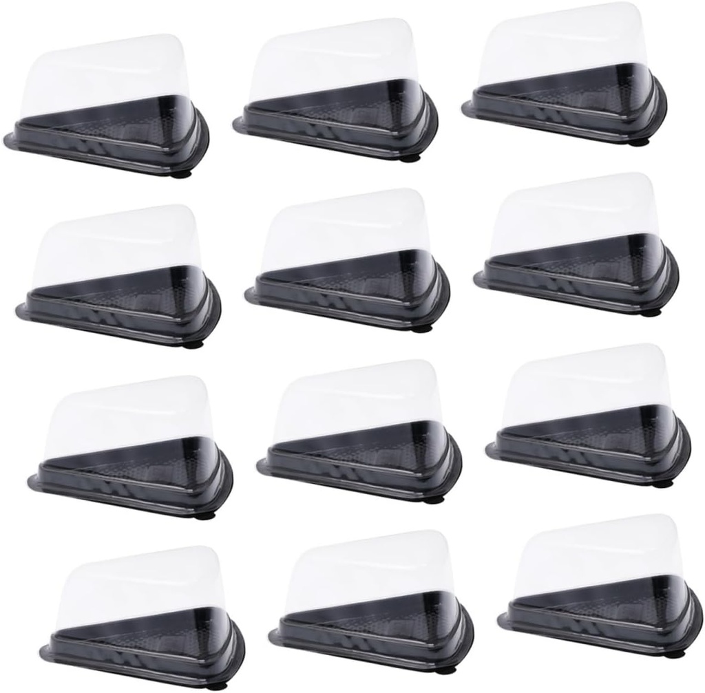 ABOOFAN 100pcs Triangle Dessert Box Transparent Cupcake Carrier with Non Slip Base Food Grade Pet for Cheesecake and Mousse Packaging for Events and Parties